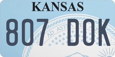KS license plate 807DOK