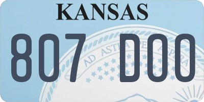 KS license plate 807DOO