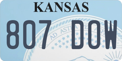 KS license plate 807DOW