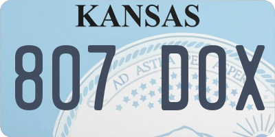 KS license plate 807DOX