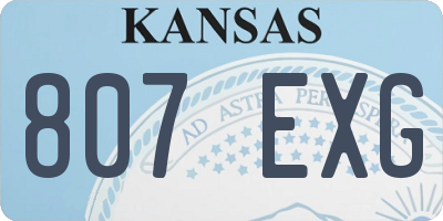 KS license plate 807EXG