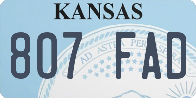KS license plate 807FAD