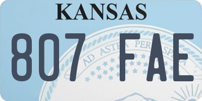 KS license plate 807FAE