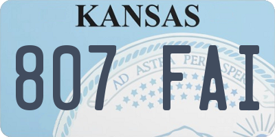 KS license plate 807FAI