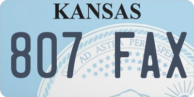 KS license plate 807FAX