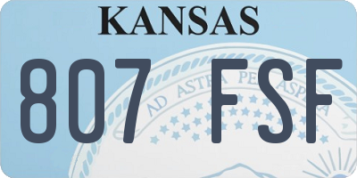 KS license plate 807FSF