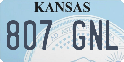 KS license plate 807GNL
