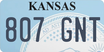 KS license plate 807GNT