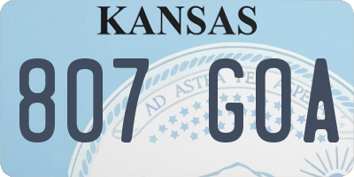 KS license plate 807GOA