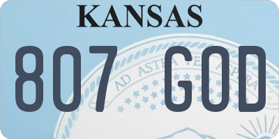 KS license plate 807GOD