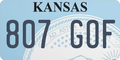 KS license plate 807GOF