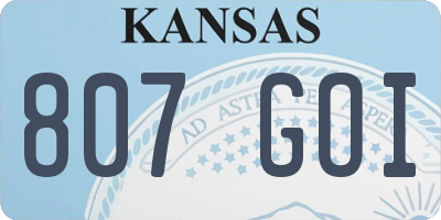 KS license plate 807GOI