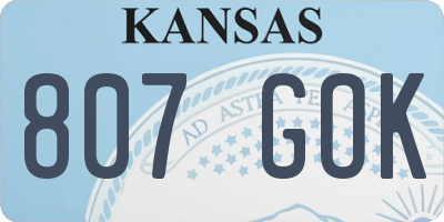 KS license plate 807GOK