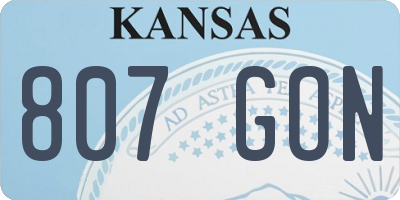 KS license plate 807GON