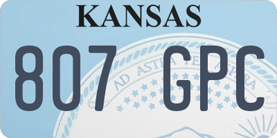 KS license plate 807GPC