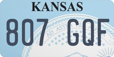 KS license plate 807GQF