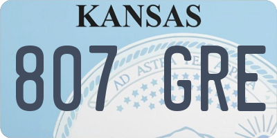 KS license plate 807GRE