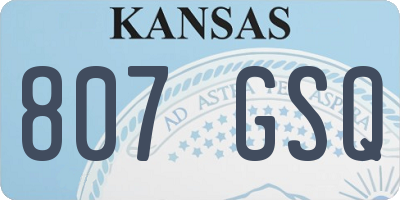 KS license plate 807GSQ