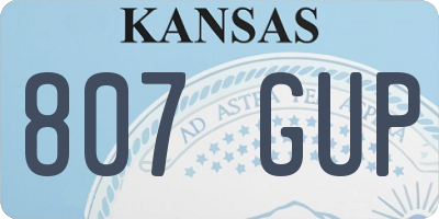 KS license plate 807GUP