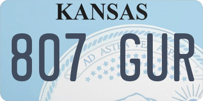 KS license plate 807GUR