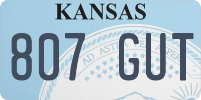 KS license plate 807GUT