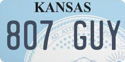 KS license plate 807GUY