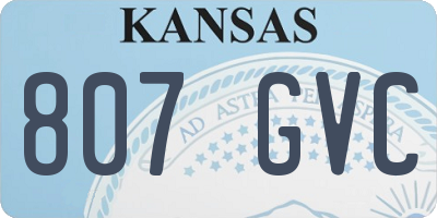 KS license plate 807GVC