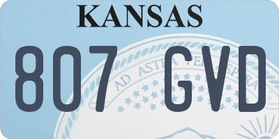 KS license plate 807GVD