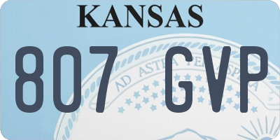 KS license plate 807GVP