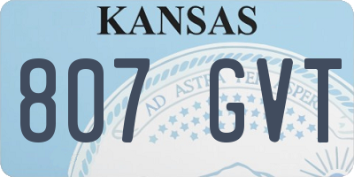 KS license plate 807GVT