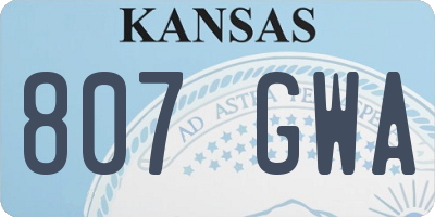 KS license plate 807GWA