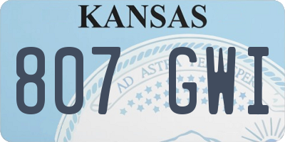 KS license plate 807GWI