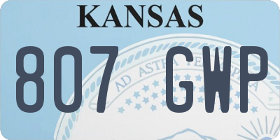 KS license plate 807GWP