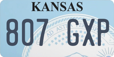 KS license plate 807GXP