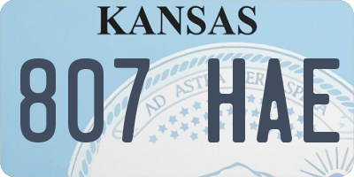 KS license plate 807HAE