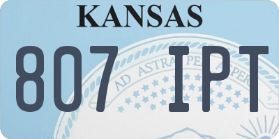 KS license plate 807IPT