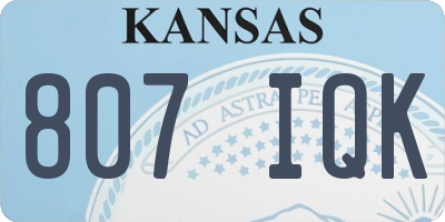 KS license plate 807IQK