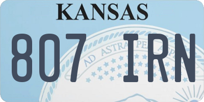 KS license plate 807IRN