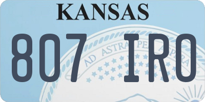 KS license plate 807IRO