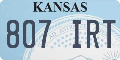 KS license plate 807IRT