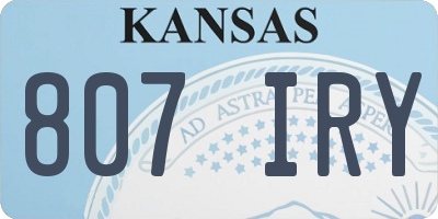KS license plate 807IRY