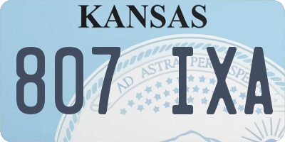 KS license plate 807IXA