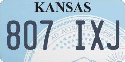 KS license plate 807IXJ