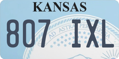 KS license plate 807IXL