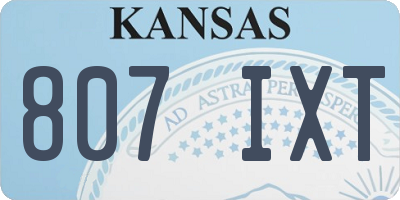 KS license plate 807IXT