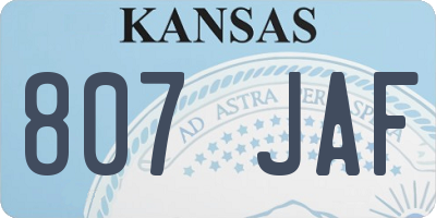 KS license plate 807JAF