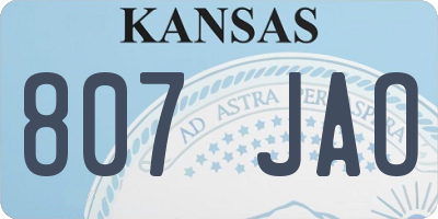 KS license plate 807JAO