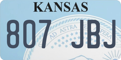 KS license plate 807JBJ