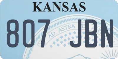 KS license plate 807JBN