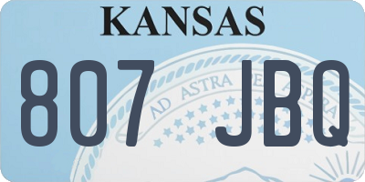 KS license plate 807JBQ